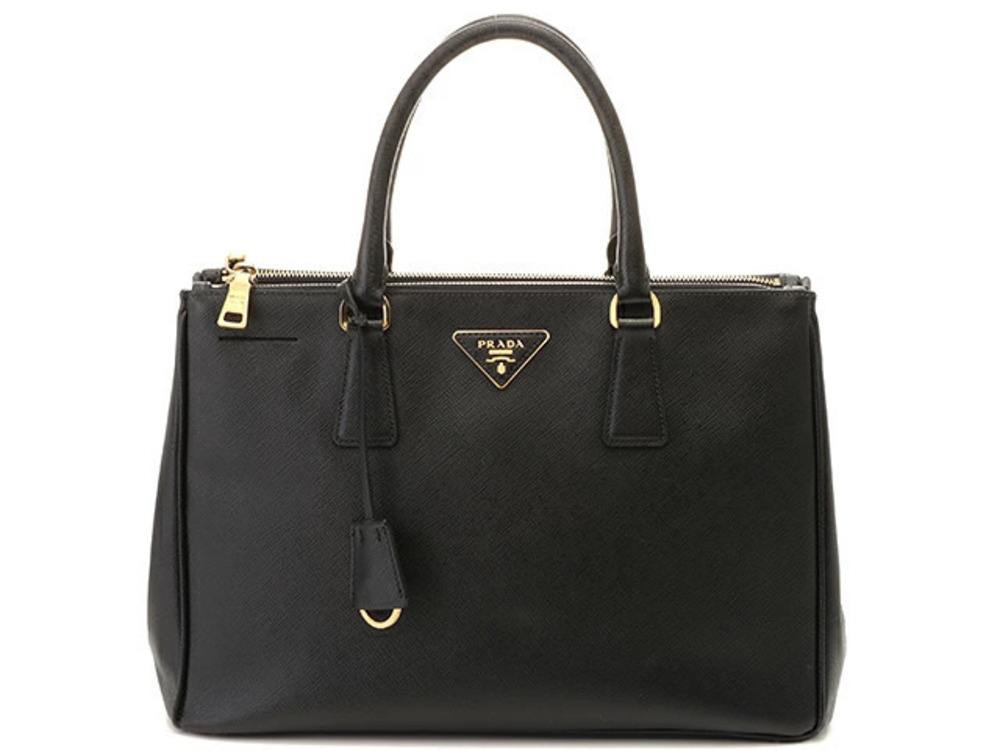 Prada Saffiano Galleria Shoulder Bag Black Calfskin